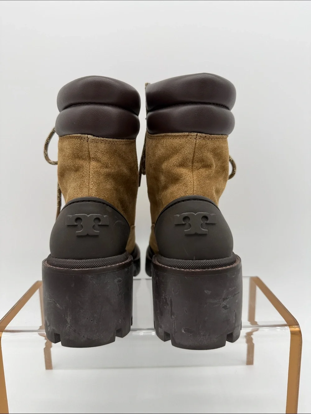 Tory Burch Suede Lug Sole Hiker Ankle Boot Alce Coconut